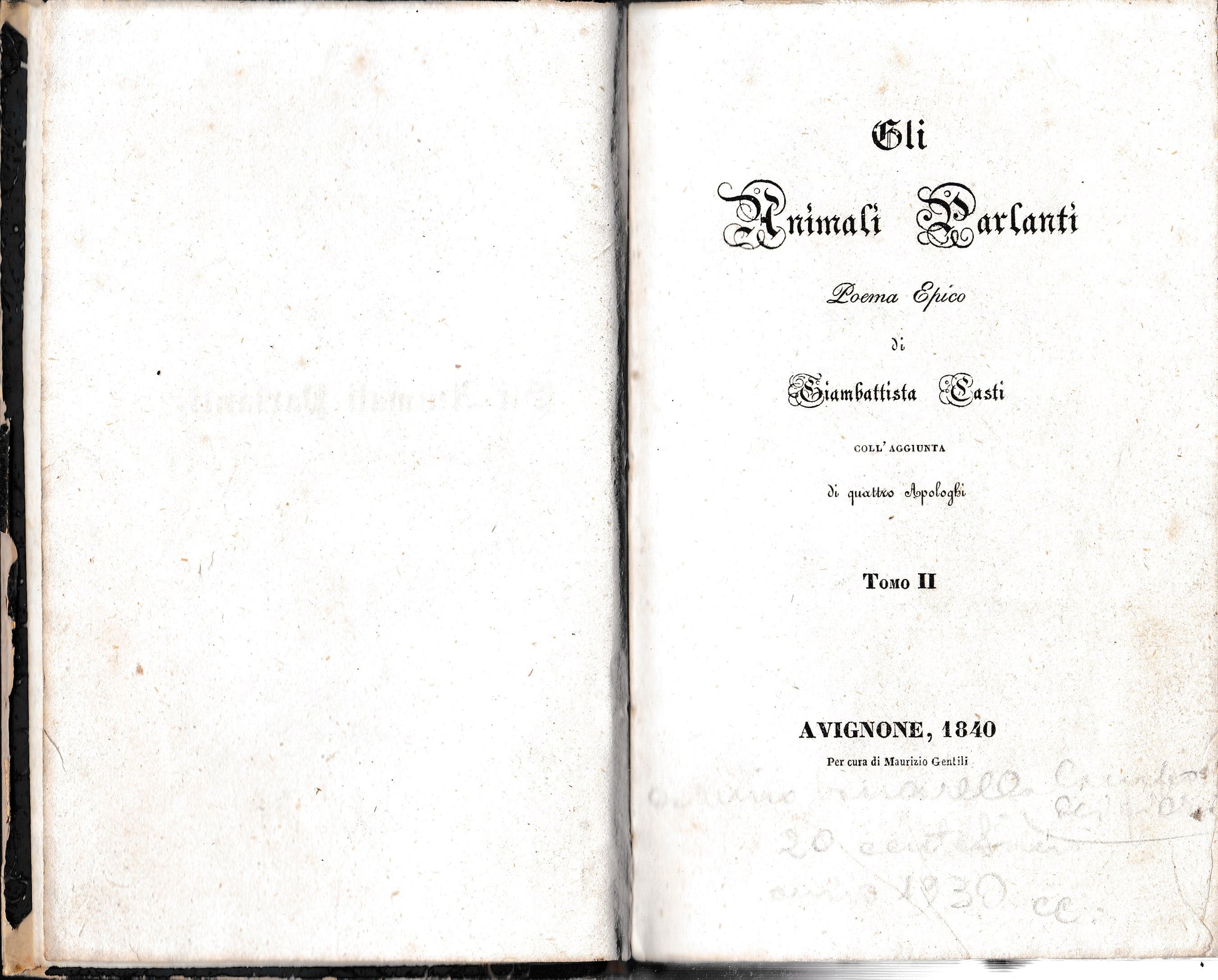 Gli animali parlanti. Poema epico  tomo 2 - copertina