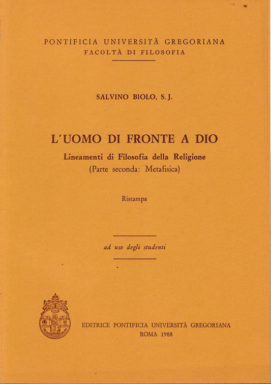 L'uomo di fronte a Dio. Lineamenti di Filosofia della Religione - copertina