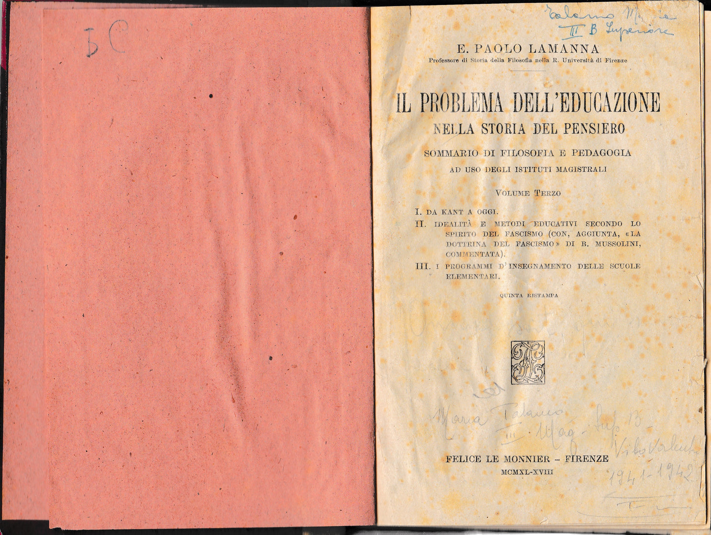Il problema dell'educazione nella storia del pensiero. vol. 3° Da Kant a oggi - copertina