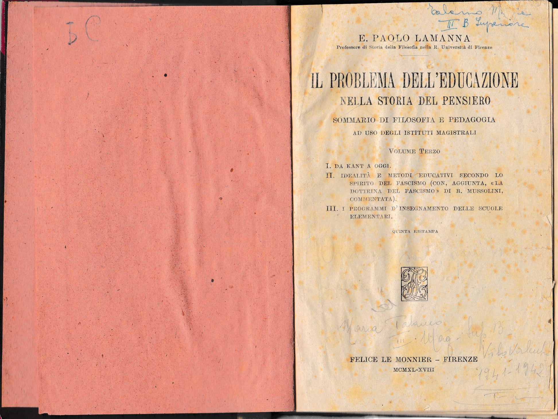 Il problema dell'educazione nella storia del pensiero. vol. 3° Da Kant a oggi - copertina