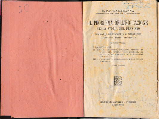 Il problema dell'educazione nella storia del pensiero. vol. 3° Da Kant a oggi - copertina