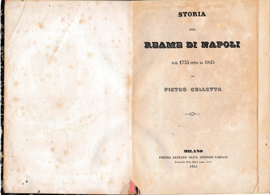 Storia del Reame di Napoli dal 1734 sino al 1825 - copertina