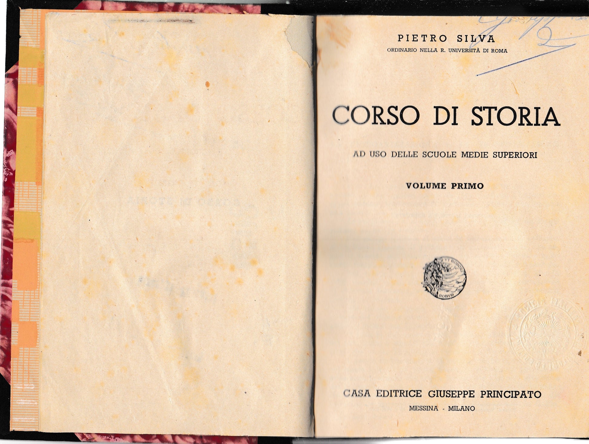 Corso di storia ad uso delle scuole medie superiori vol. 1° - copertina