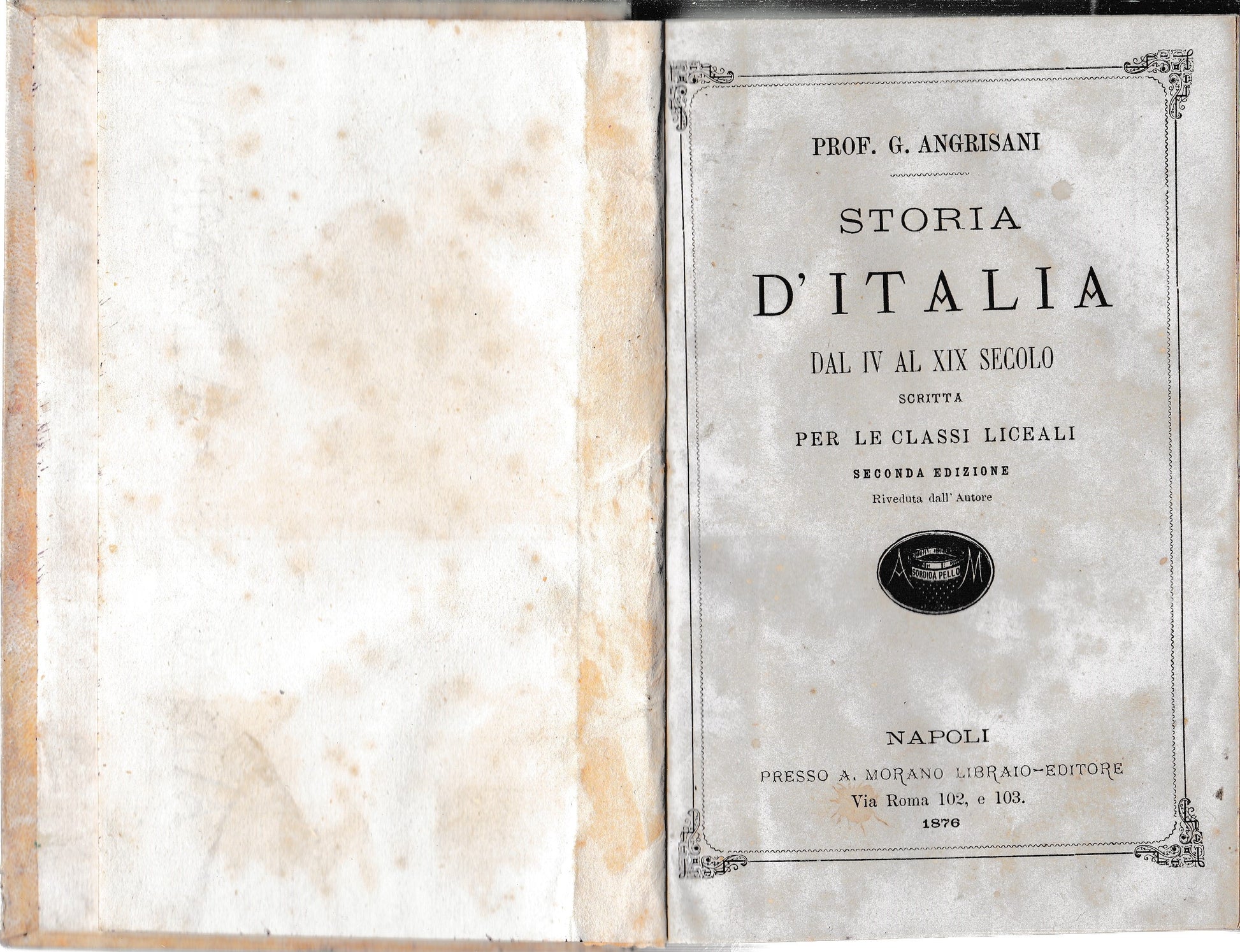 Storia d'Italia dal IV al XIX secolo scritta per le classi liceali - copertina