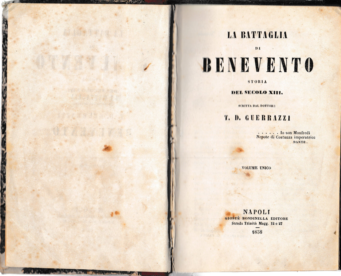 La battaglia di Benevento. Storia del secolo XIII. Volume unico - copertina