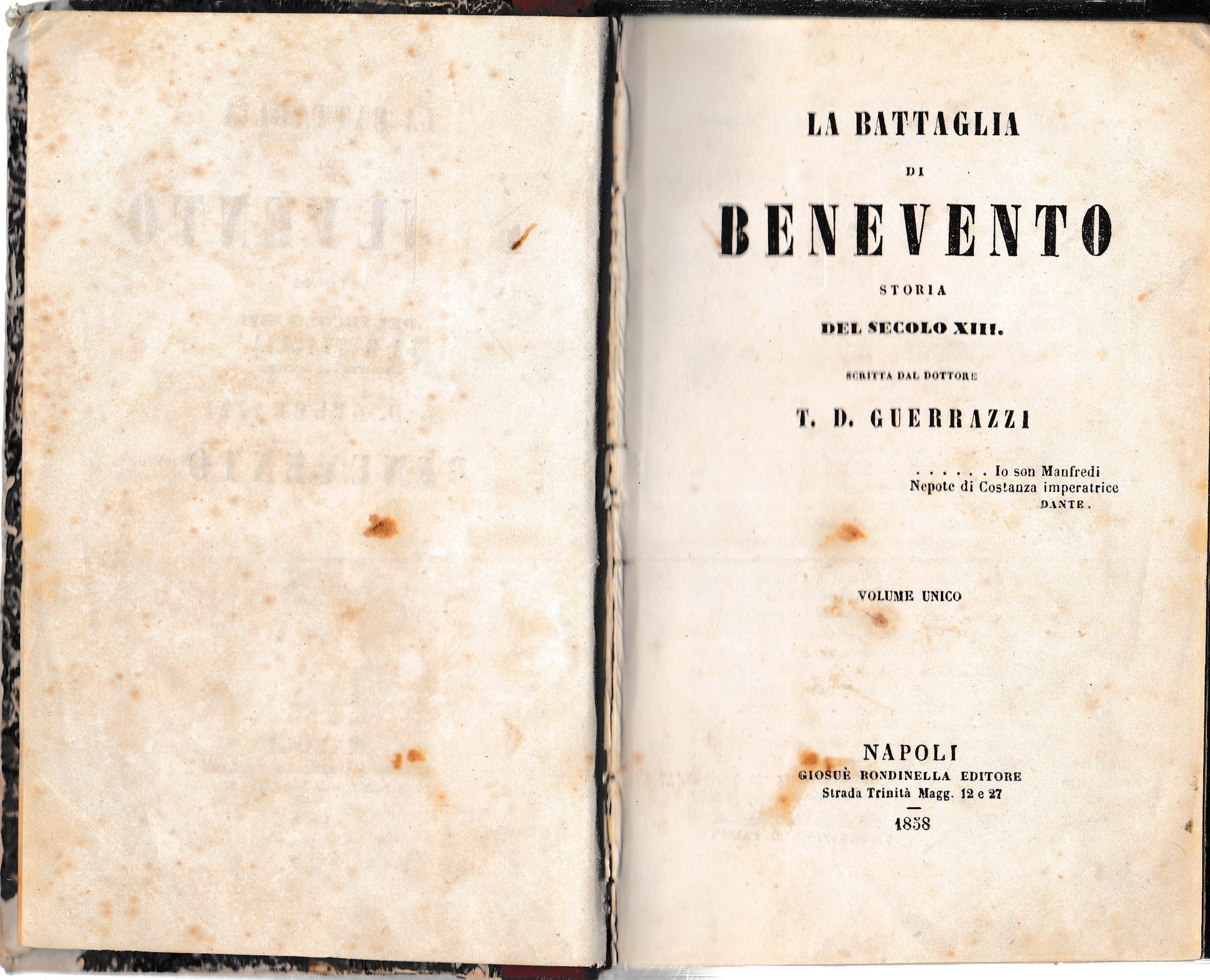 La battaglia di Benevento. Storia del secolo XIII. Volume unico - copertina