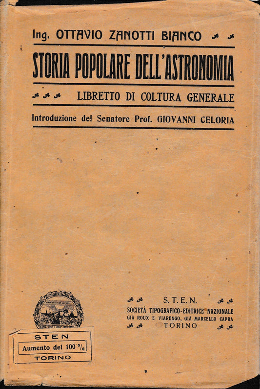 Storia popolare dell'astronomia. Libretto di coltura generale - copertina