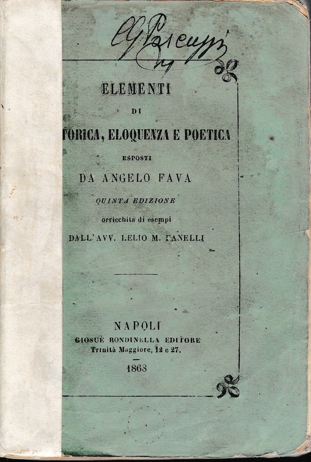 Elementi di rettorica, eloquenza e poetica - copertina