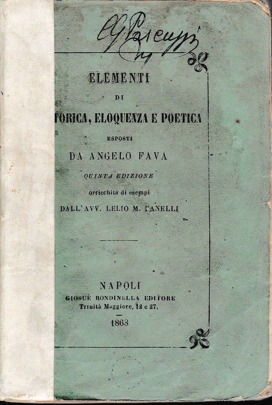 Elementi di rettorica, eloquenza e poetica - copertina