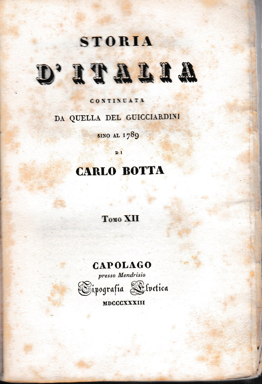 Storia d'Italia continuata da quella del Guicciardini sino al 1789. Tomo XII. - copertina