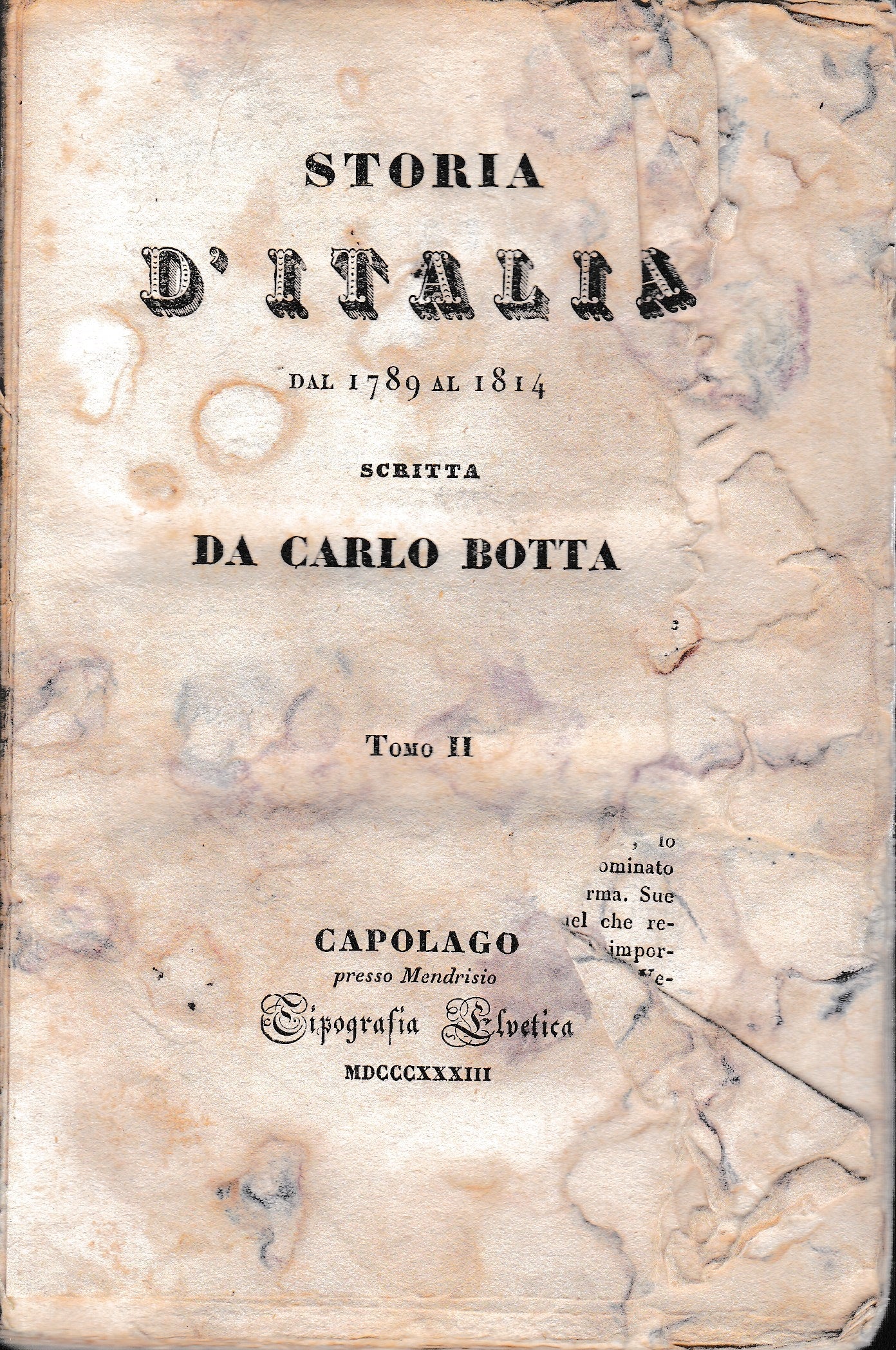 Storia d'Italia dal 1789 al 1814. Tomo II. - copertina