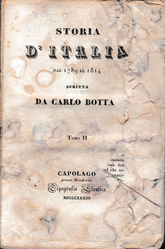 Storia d'Italia dal 1789 al 1814. Tomo II. - copertina