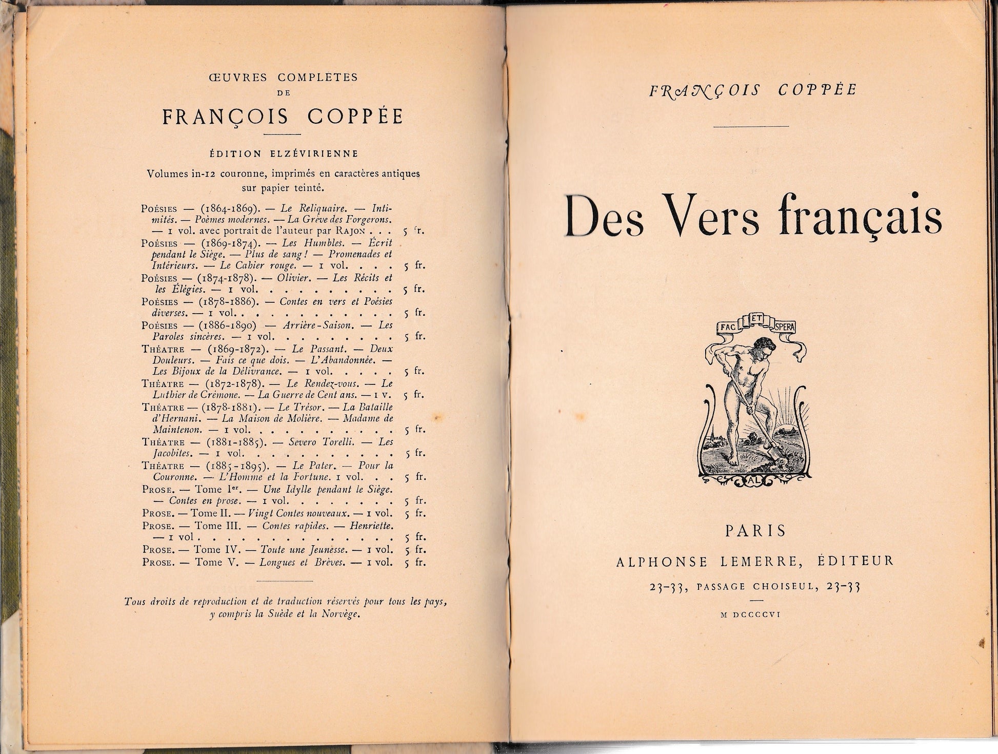 Des Vers francais - copertina