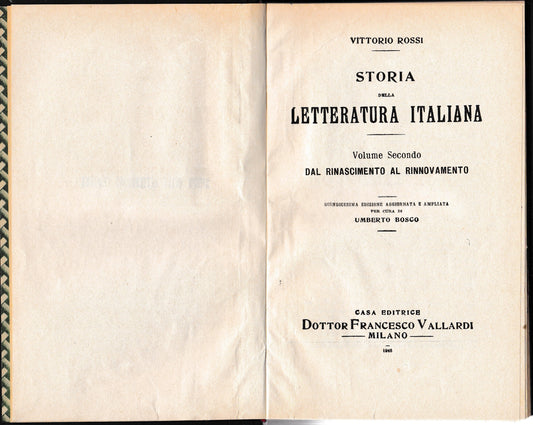 Storia della Letteratura Italiana 2° vol. Dal rinascimento al rinnovamento - copertina