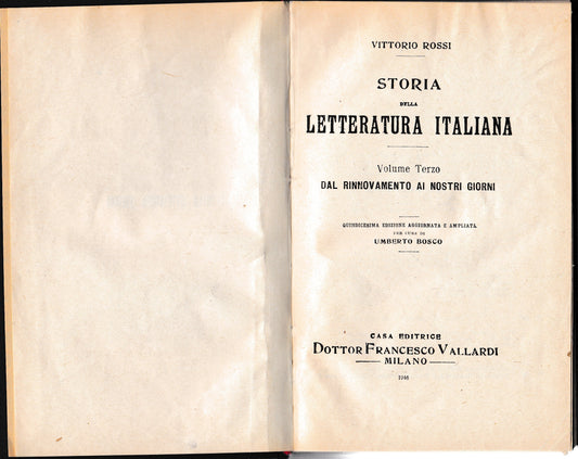Storia della Letteratura Italiana 3° vol. Dal rinnovamento ai giorni nostri - copertina