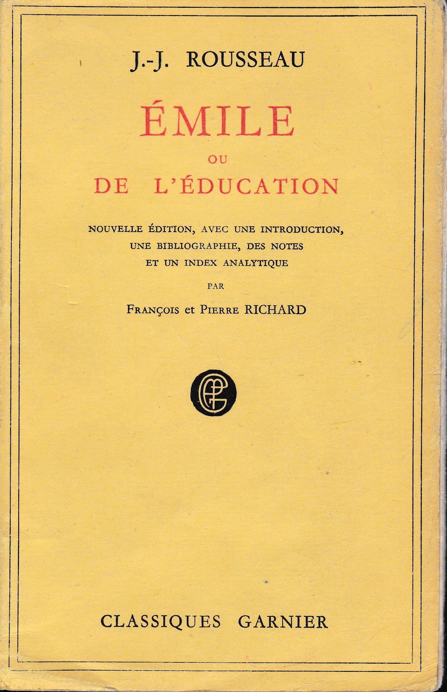 Emile ou de l'éducation - copertina