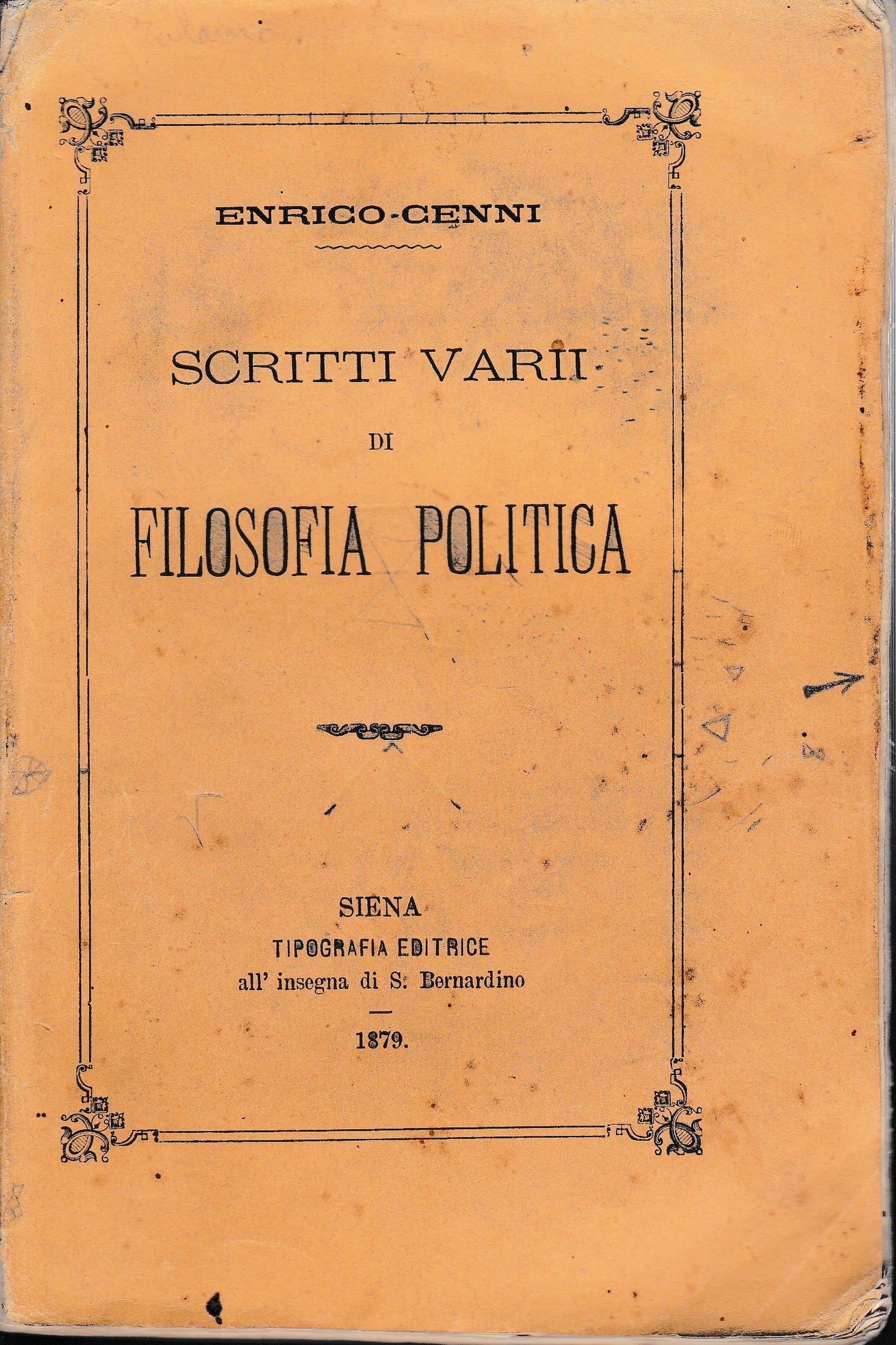 Scritti varii di Filosofia Politica - copertina
