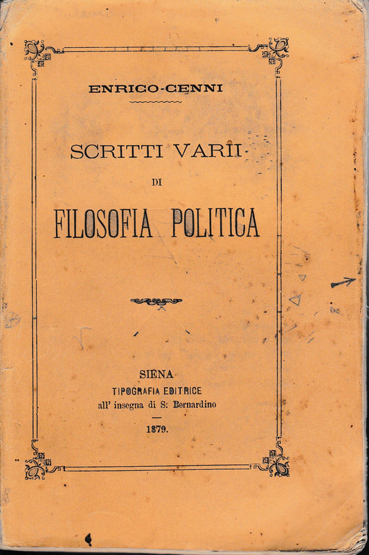 Scritti varii di Filosofia Politica - copertina