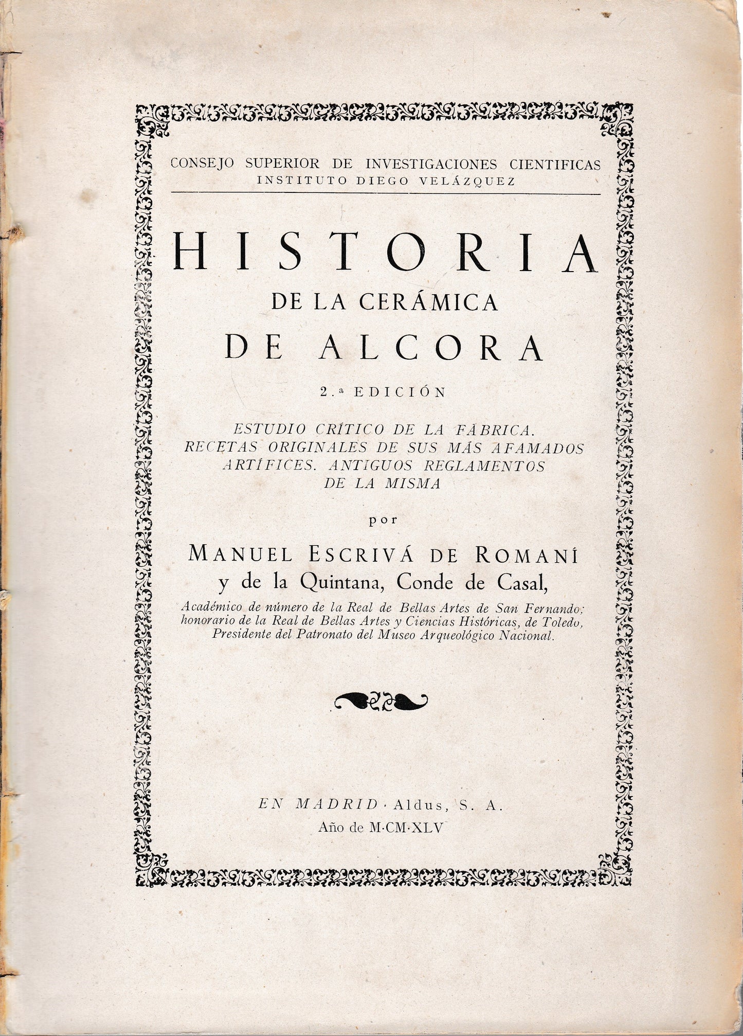 Historia de la ceràmica de Alcora - copertina