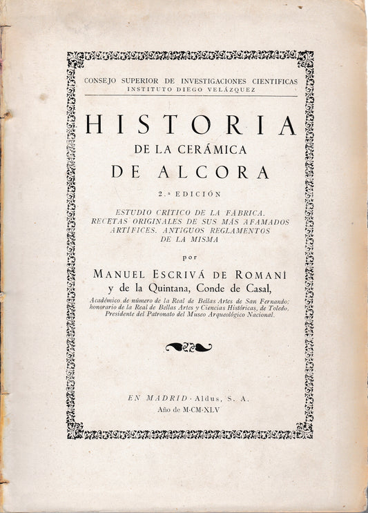 Historia de la ceràmica de Alcora - copertina