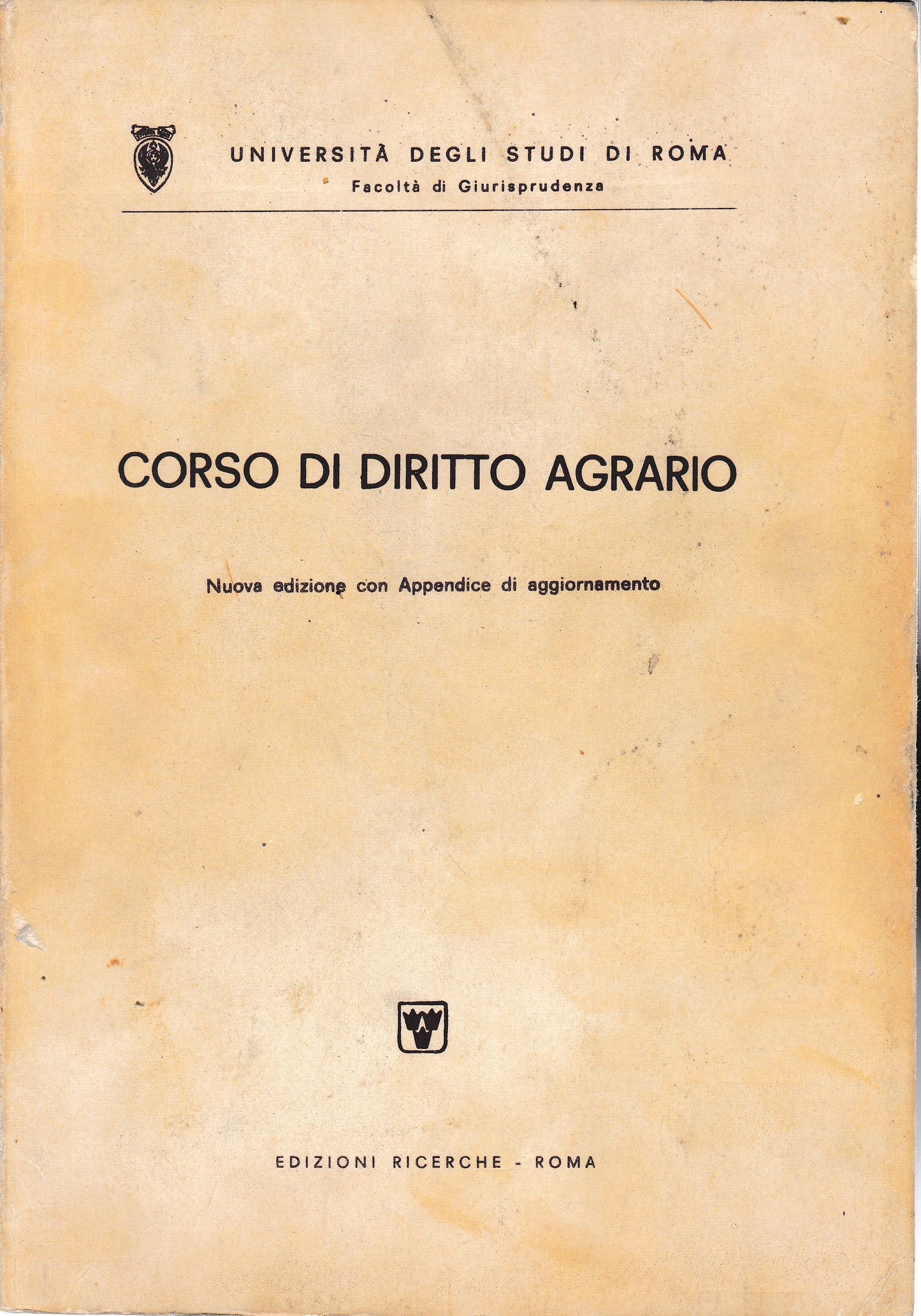 Corso di diritto agrario - copertina