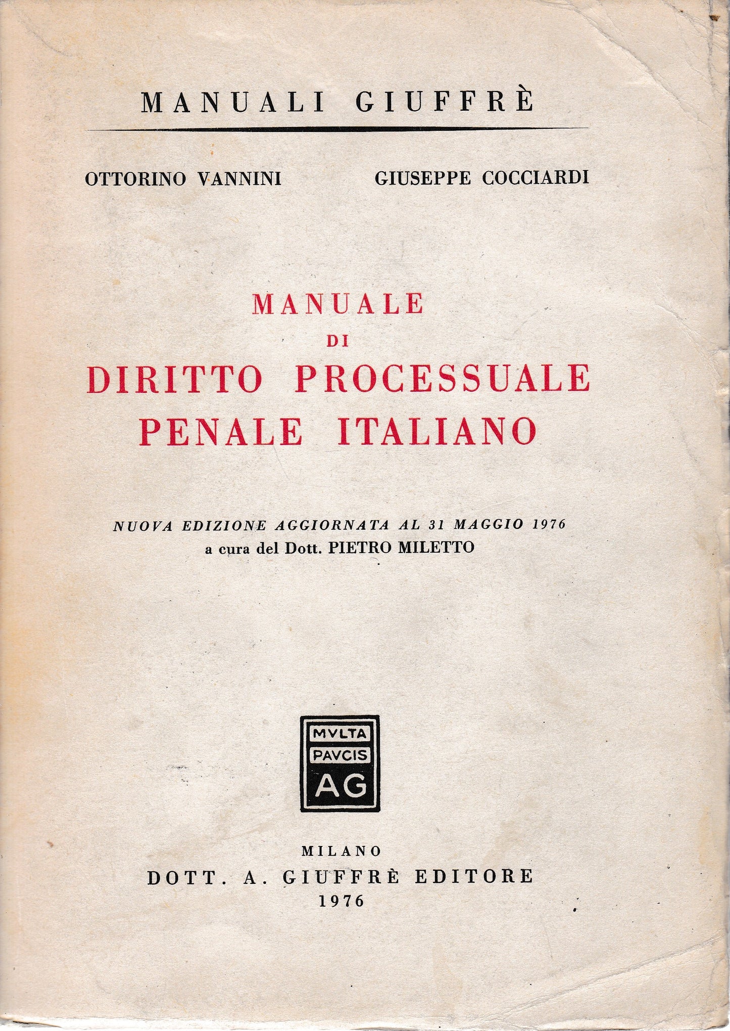 Manuale di diritto processuale penale italiano - copertina