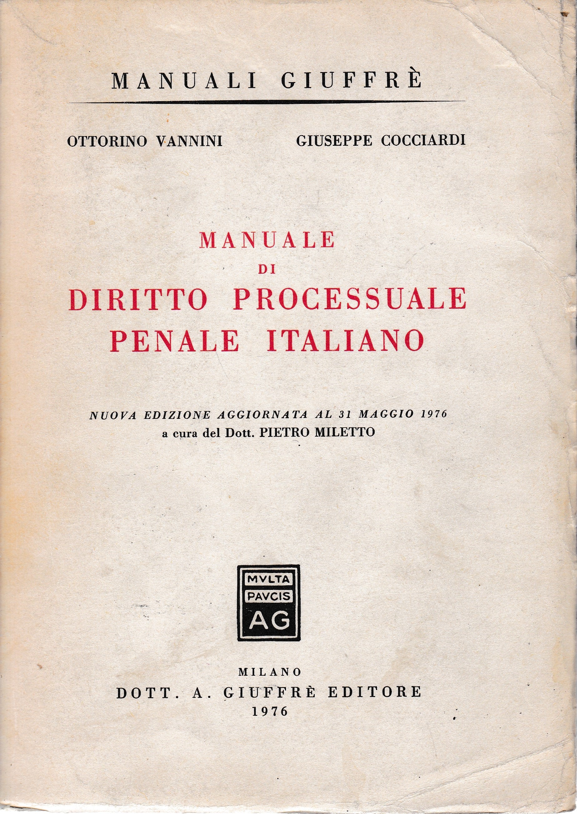 Manuale di diritto processuale penale italiano - copertina