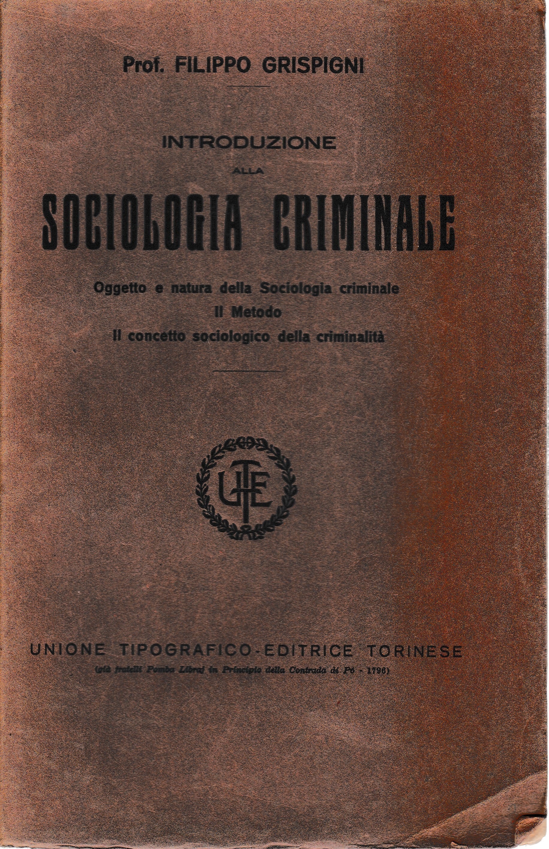 Introduzione alla Sociologia Criminale - copertina