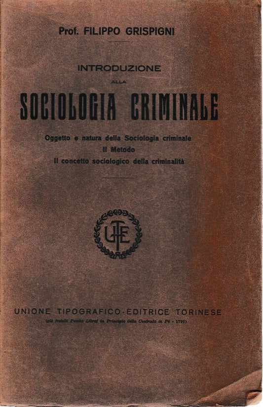 Introduzione alla Sociologia Criminale - copertina