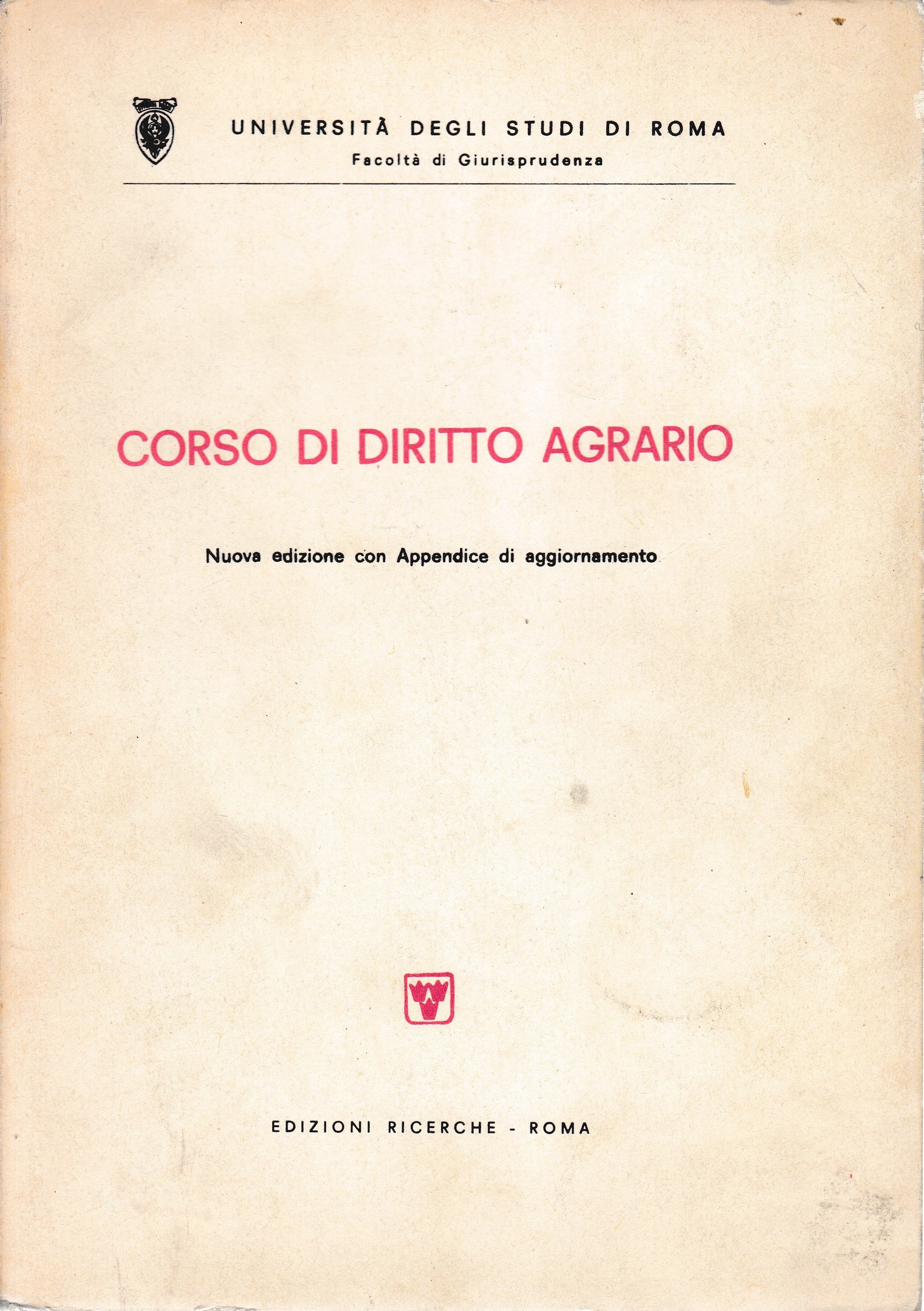 Corso di diritto agrario - copertina