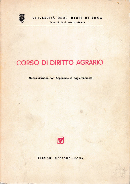 Corso di diritto agrario - copertina
