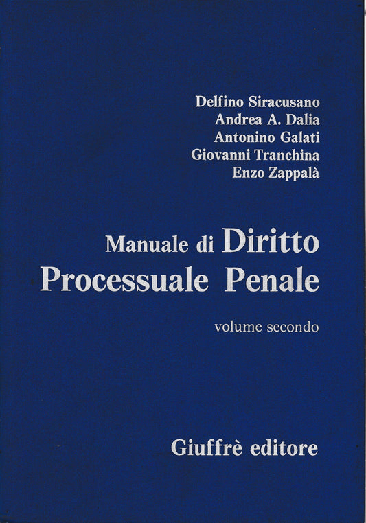 Manuale di Diritto Processuale Penale vol. 2° - copertina