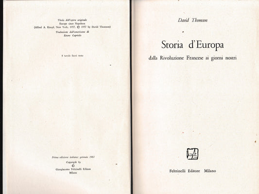 Storia d'Europa dalla Rivoluzione Francese ai giorni nostri - copertina
