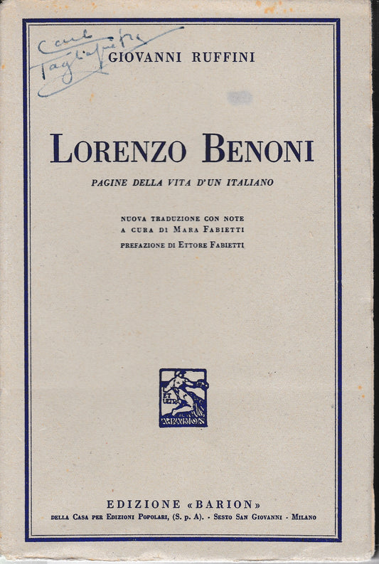Lorenzo Benoni. Pagine della vita d'un italiano - copertina