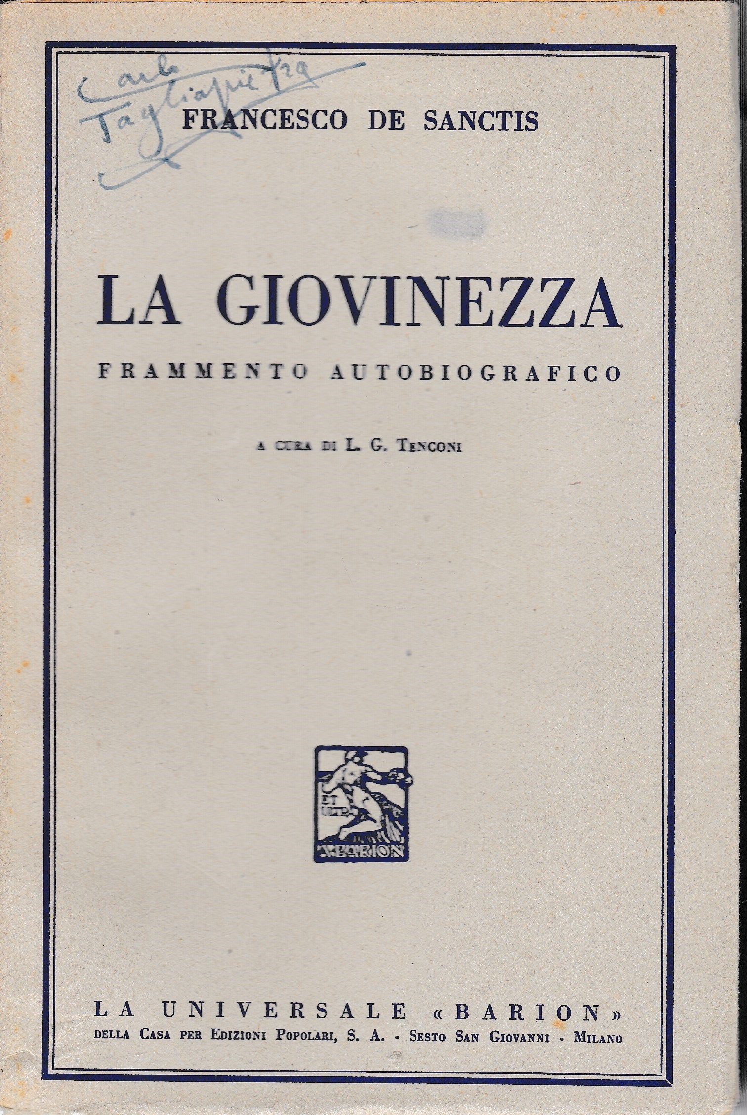 La giovinezza. Frammento autobiografico - copertina