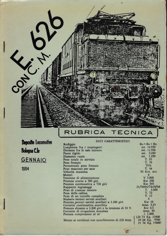 E 626 con C. M. rubrica tecnica - copertina
