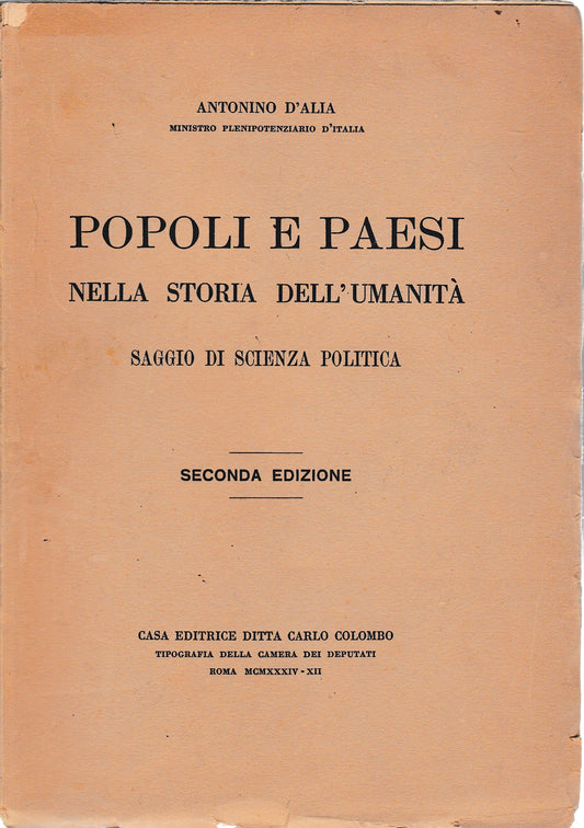Popoli e paesi nella storia dell'umanità. Saggio di scienza politica - copertina