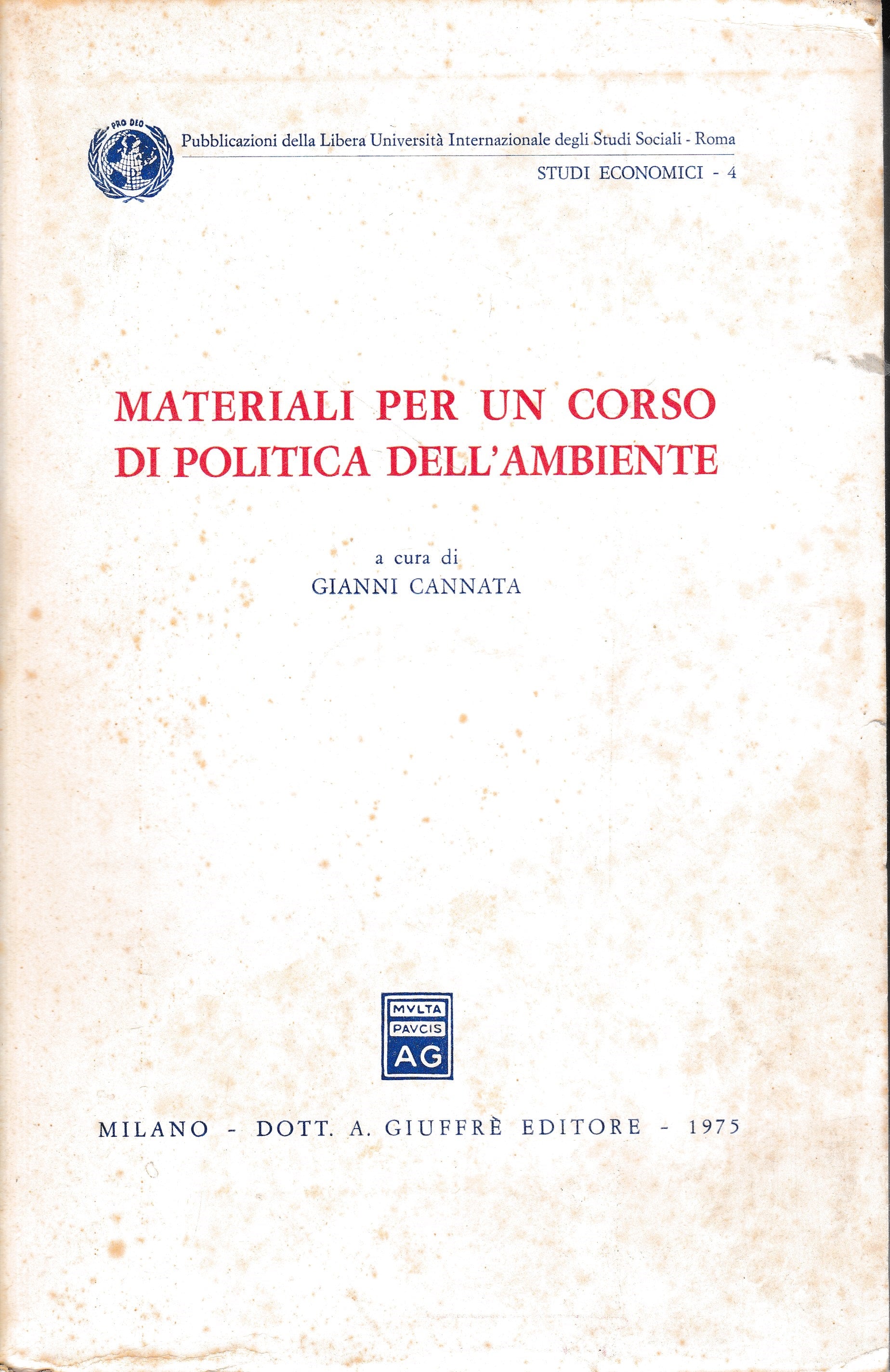 Materiali per un corso di politica dell'ambiente - copertina