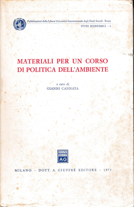 Materiali per un corso di politica dell'ambiente - copertina