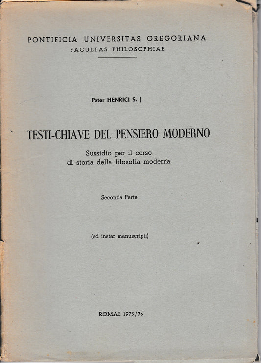 Testi-chiave del pensiero moderno. Parte seconda - copertina