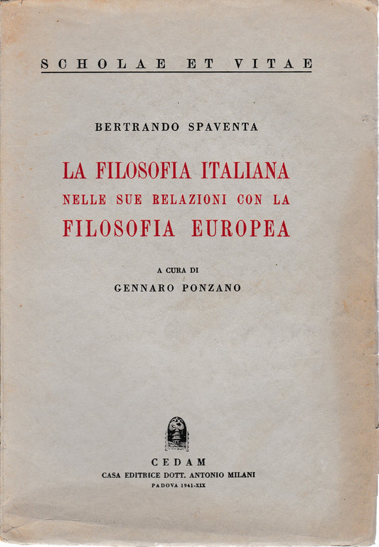 La filosofia italiana nelle sue relazioni con la filosofia europea - copertina