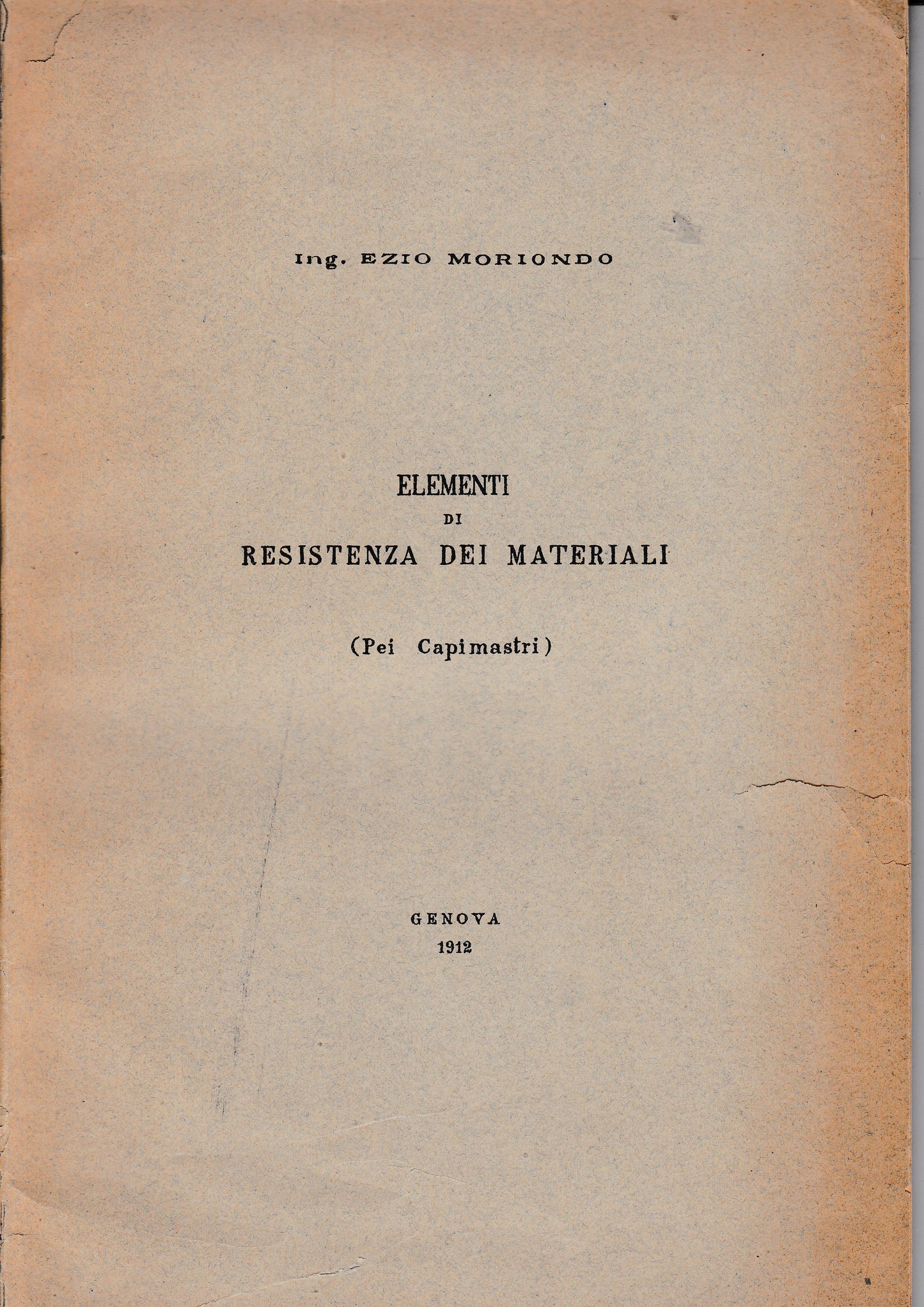 Elementi di resistenza dei materiali (pei capimastri) - copertina