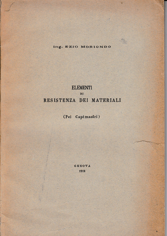 Elementi di resistenza dei materiali (pei capimastri) - copertina