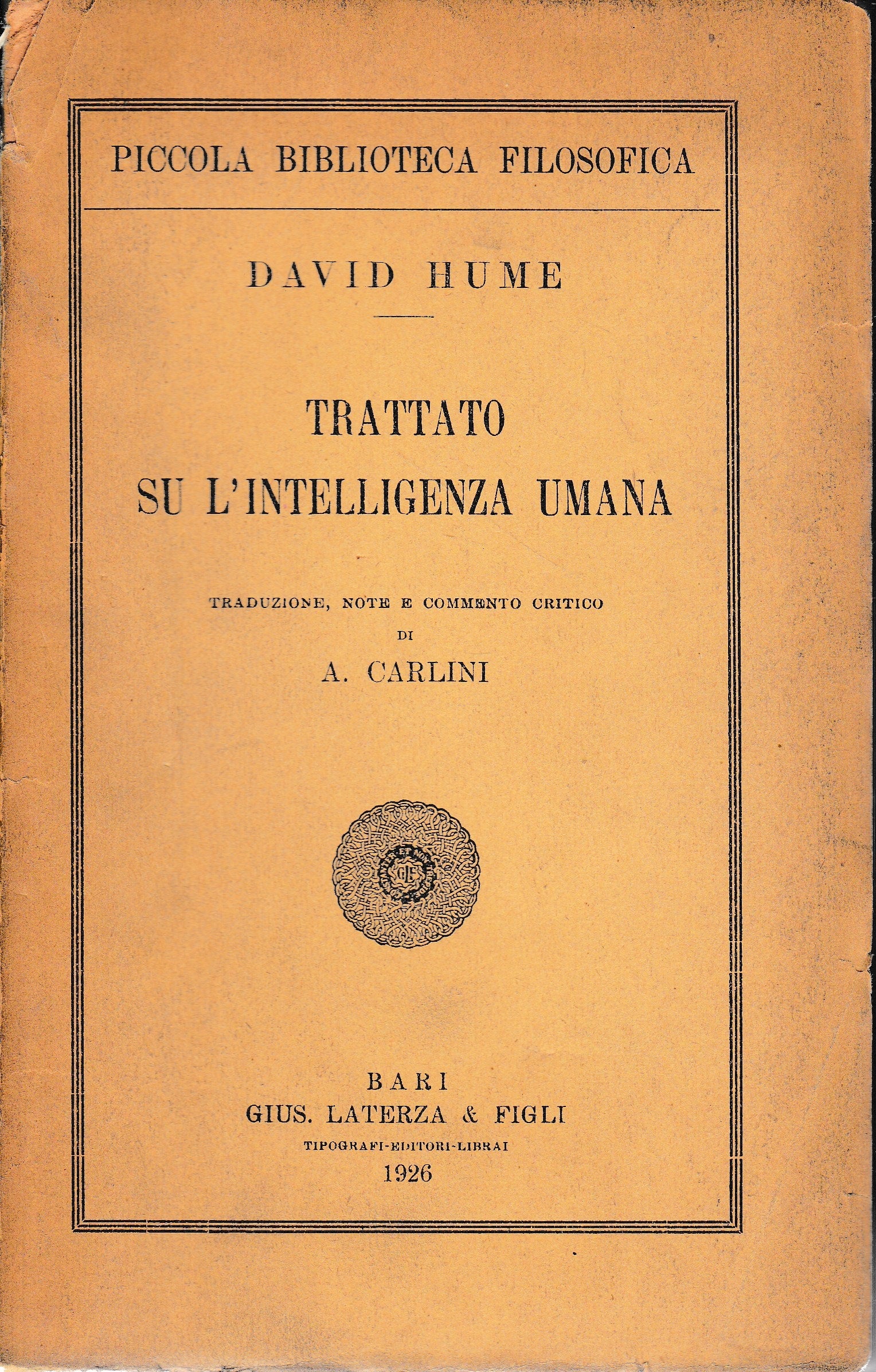 Trattato su l'intelligenza umana - copertina