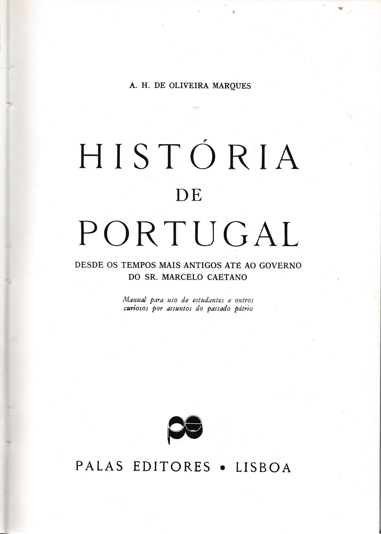 Historia de Portugal, 1° volume - copertina