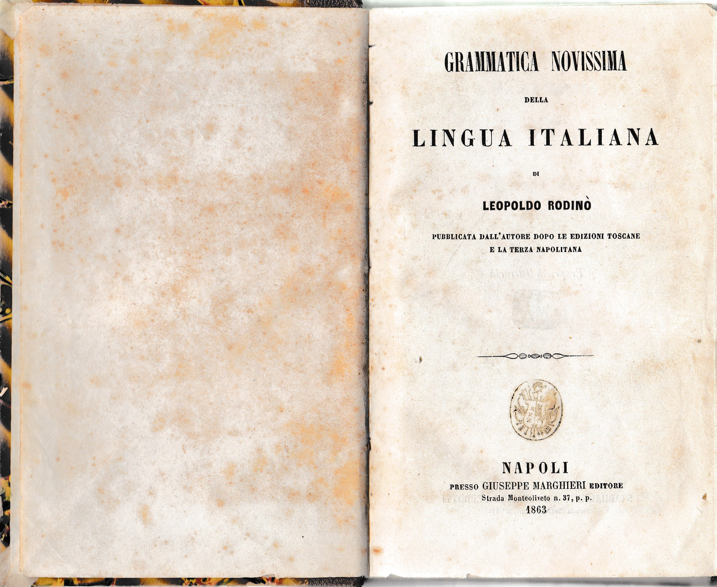 Grammatica novissima della lingua italiana - copertina