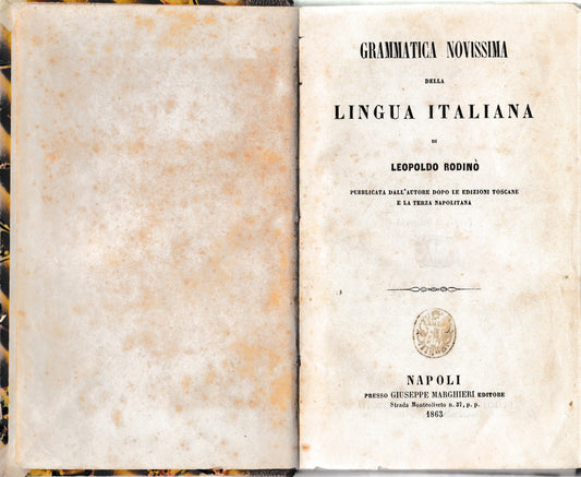 Grammatica novissima della lingua italiana - copertina