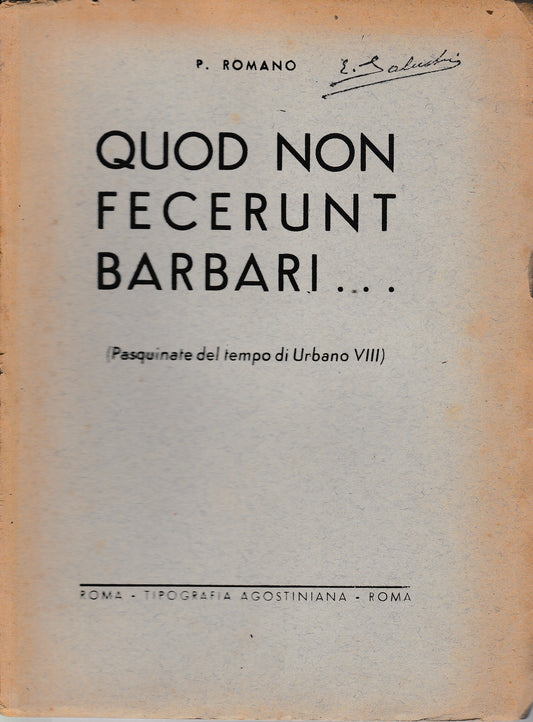 Quod non fecerunt barbari..(Pasquinate del tempo di Urbano VIII) - copertina