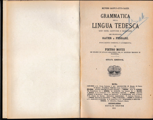Grammatica della lingua tedesca. Metodo Gaspey-Otto-Sauer - copertina