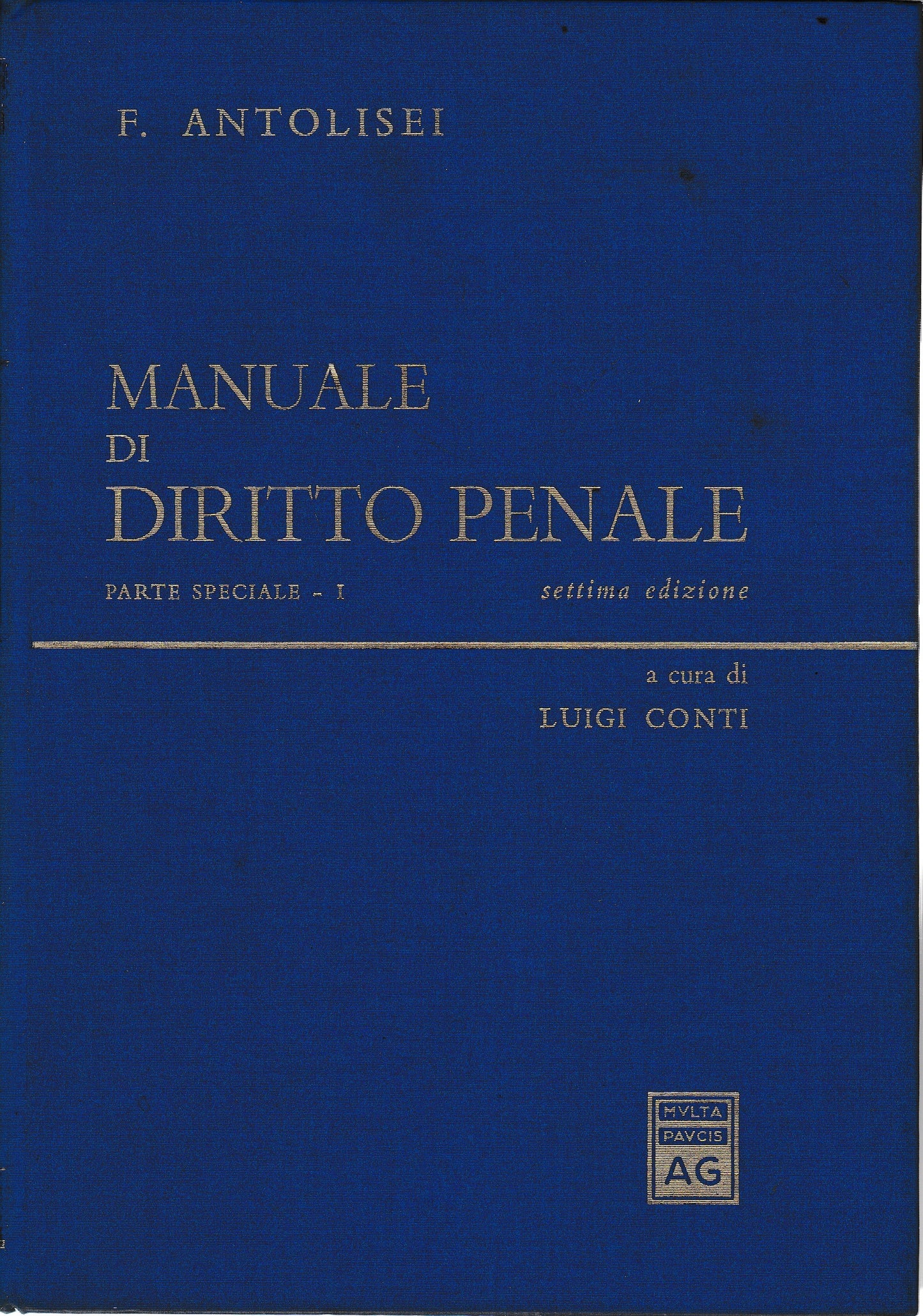 Manuale di diritto penale, parte speciale vol. I - copertina